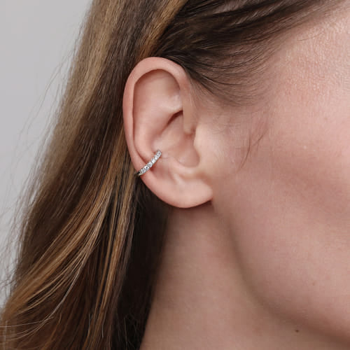 14K White Gold Diamond Cuff Earring