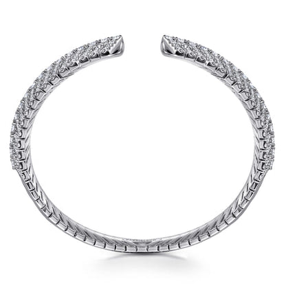 14K White Gold Open Chevron Diamond Bangle