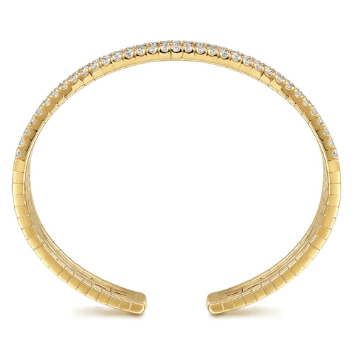 14K Yellow Gold Diamond Cut Cuff Bangle