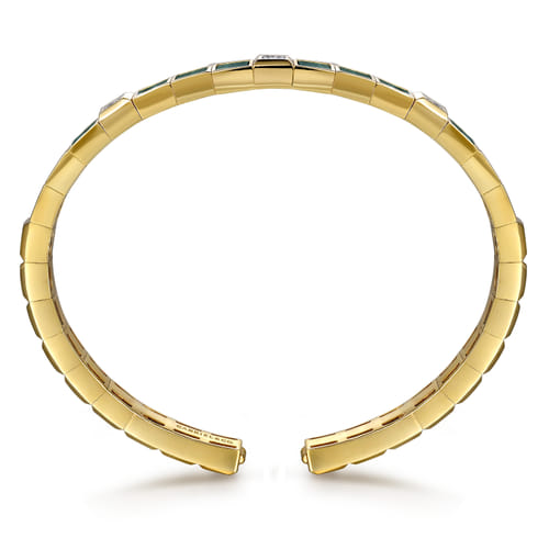 14K Yellow Gold Diamond and Malachite Bangle