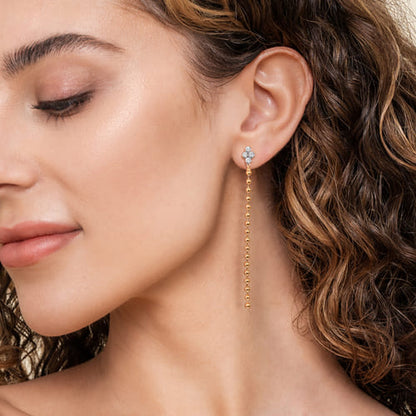 14K White & Yellow Gold Bujukan and Diamond Stud Drop Earrings