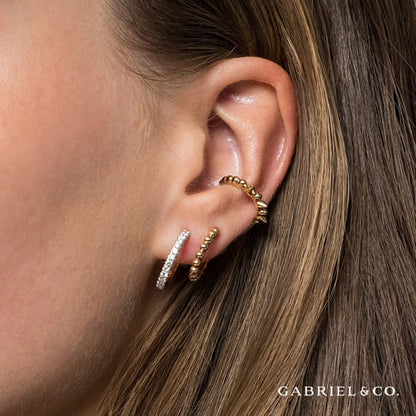 14K Yellow Gold Bujukan Bead Single Ear Cuff Earring