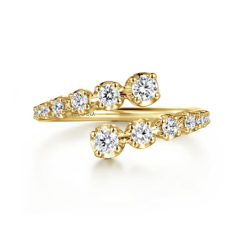 14K Yellow Gold Diamond Bypass Ring