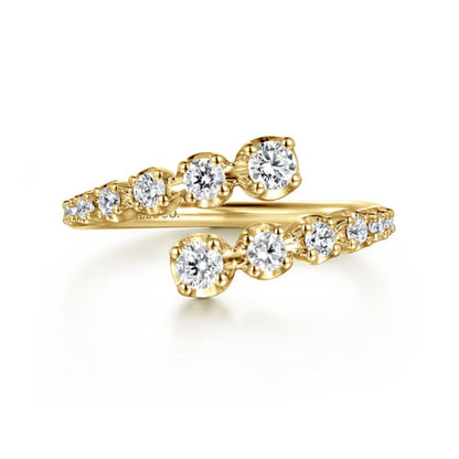 14K Yellow Gold Diamond Bypass Ring