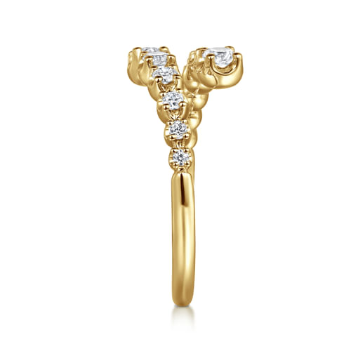 14K Yellow Gold Diamond Bypass Ring