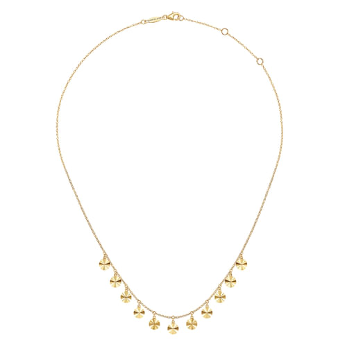 14K Yellow Gold Disc Drops Necklace