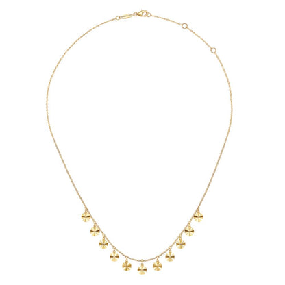 14K Yellow Gold Disc Drops Necklace