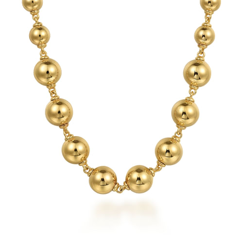 14K Yellow Gold Graduated Bujukan Bead 16 Inch Necklace