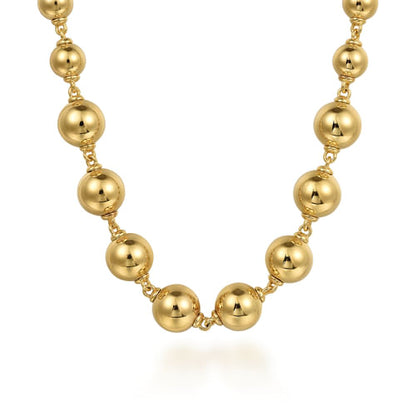 14K Yellow Gold Graduated Bujukan Bead 16 Inch Necklace