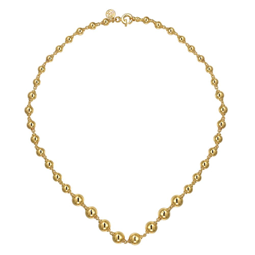 14K Yellow Gold Graduated Bujukan Bead 16 Inch Necklace