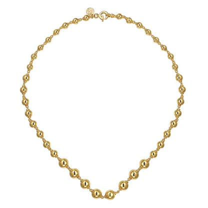 14K Yellow Gold Graduated Bujukan Bead 16 Inch Necklace