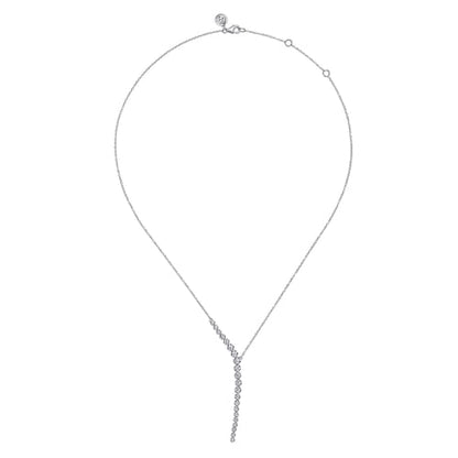 14K White Gold Diamond Y Necklace