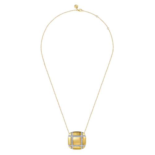 18K Yellow Gold Diamond Pendant Necklace