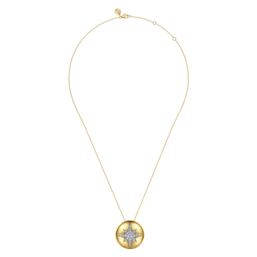 14K Yellow Gold Diamond Starburst Pendant Necklace